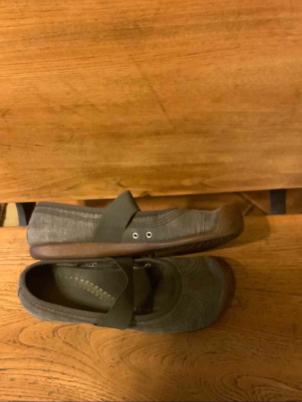 Keen Olive Green Canvas Mary Jane Shoes with Brown Toe - Picture 2 of 6